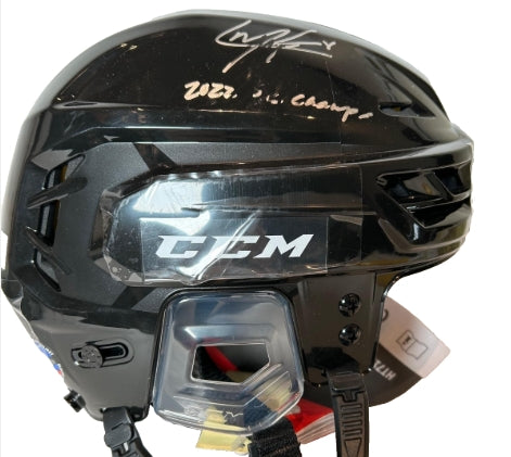 Cale Makar Autographed/Inscribed "2022 SC Champs" Fanatics COA *AS-IS" (smudged)