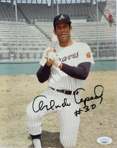 Orlando Cepeda Autographed Atlanta Braves 8x10 Photo JSA COA
