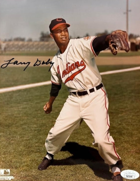 Larry Doby Autographed Cleveland Indians 8x10 Photo JSA COA