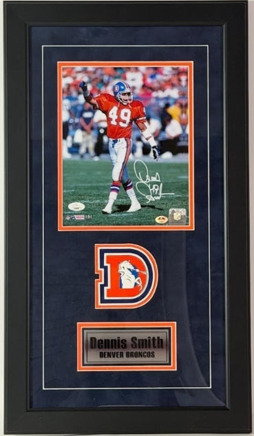 Dennis Smith Autographed Denver Broncos 8x10 Photo Deluxe Framed JSA COA
