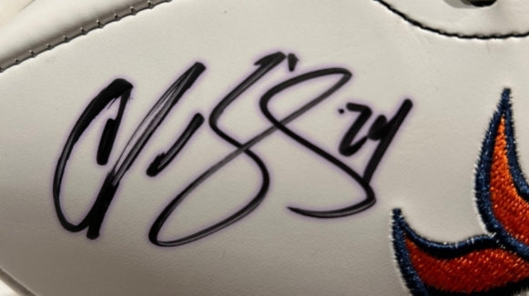 Champ Bailey Autographed White Panel Broncos Football - BAS COA - Latitude Sports Marketing