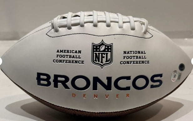 Champ Bailey Autographed White Panel Broncos Football - BAS COA - Latitude Sports Marketing
