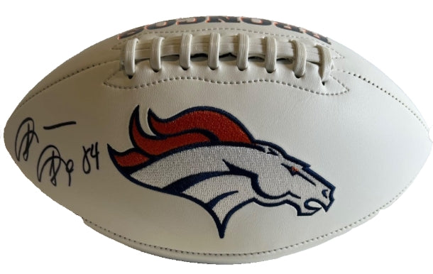 Shannon Sharpe Autographed White Panel Broncos (Super Bowls) Football - BAS COA - Latitude Sports Marketing