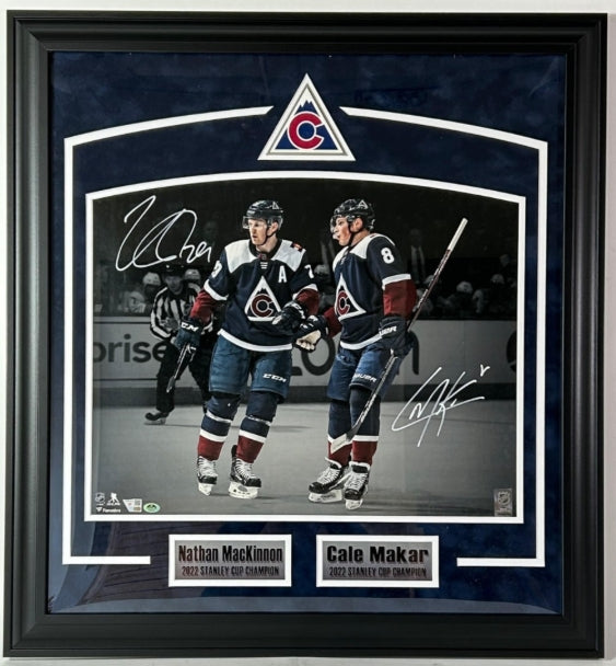 Cale Makar/Nathan MacKinnon Dual Autographed 16x20 Photo Framed Fanatics COA