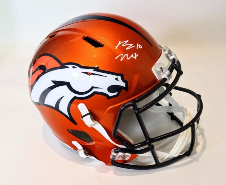 Bo Nix Autographed Denver Broncos Full Size Pro Authentic Flash Helmet BAS COA