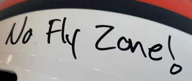 "No Fly Zone" 4x Autographed Denver Broncos Snowcapped Replica Helmet – BAS COA - Latitude Sports Marketing