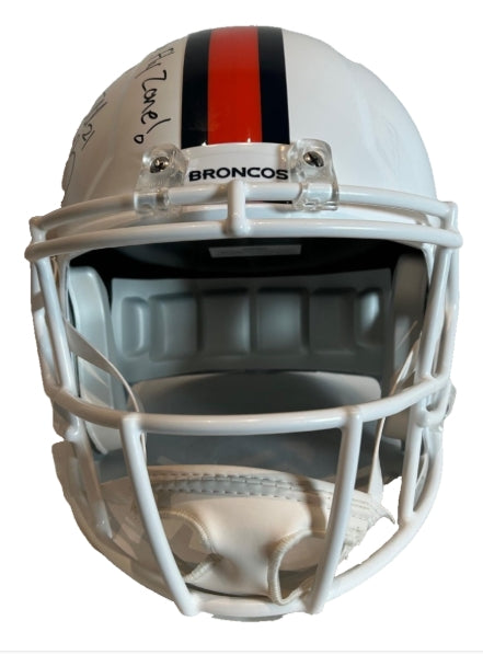 "No Fly Zone" 4x Autographed Denver Broncos Snowcapped Replica Helmet – BAS COA - Latitude Sports Marketing