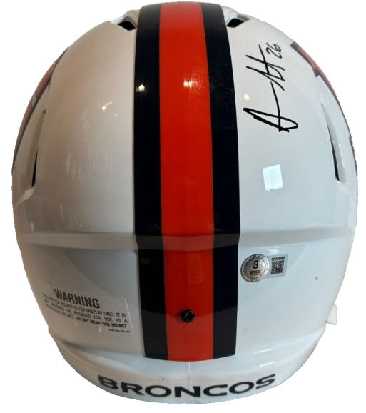 "No Fly Zone" 4x Autographed Denver Broncos Snowcapped Replica Helmet – BAS COA - Latitude Sports Marketing