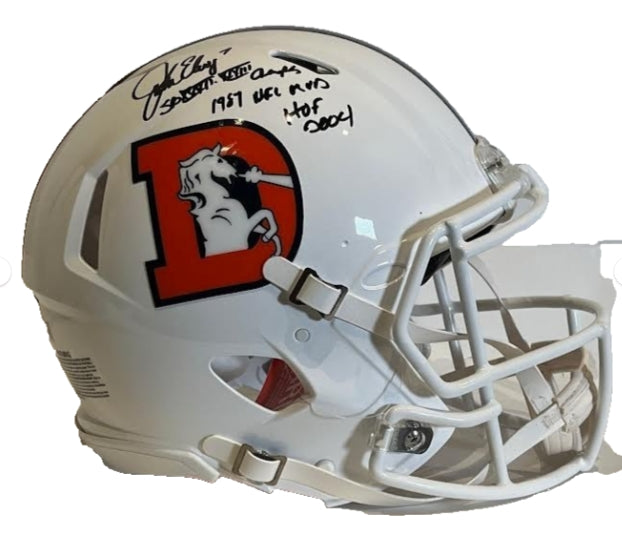 John Elway Autographed Triple Inscribed Snowcapped Broncos Helmet BAS COA - SB XXXII/XXXIII, MVP, HOF - Latitude Sports Marketing