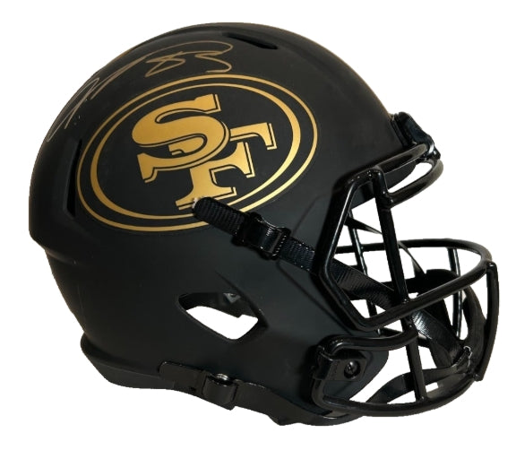 Vernon Davis Autographed San Francisco 49ers Black Full Size Replica Helmet BAS COA