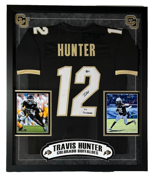 Travis Hunter Autographed/Inscribed "24 Heisman" CU Buffs Jersey Framed BAS COA