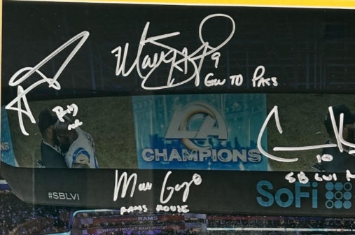 LA Rams Super Bowl LVI Celebration 16x20 Photo w/ 6 Signatures Fanatics COA