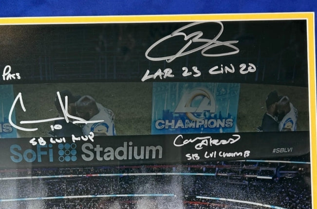 LA Rams Super Bowl LVI Celebration 16x20 Photo w/ 6 Signatures Fanatics COA