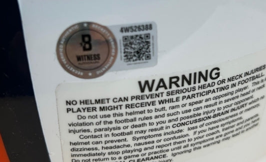 John Elway Autographed/Inscribed "SB XXXII & XXXIII Champs" Pro Snowcapped Helmet BAS COA - Latitude Sports Marketing