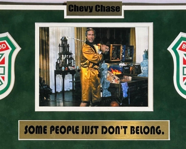 Chevy Chase Autographed Bushwood CC Flag Framed Display with Photo - JSA Certified - Latitude Sports Marketing