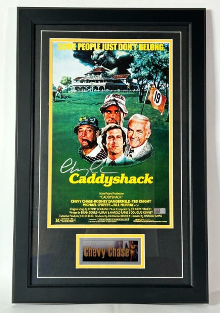 Chevy Chase Autographed Caddyshack Movie Poster in 16.5"Wx25.5"H Frame PSA/DNA COA