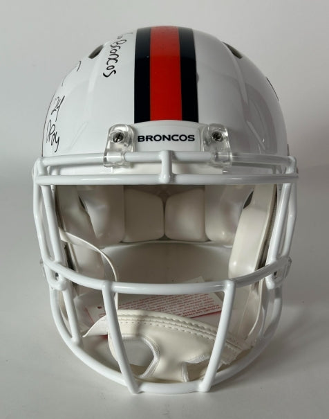 Patrick Surtain II Autographed/2X Inscribed "24 DPOY" and "Go Broncos" Pro Snowcapped Broncos Helmet BAS COA