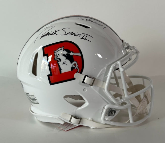 Patrick Surtain II Autographed/Inscribed "Go Broncos" Pro Snowcapped Helmet BAS COA