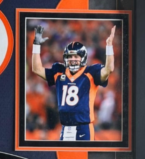 Peyton Manning Autographed Denver Broncos Mitchell & Ness Authentic Navy Jersey - Deluxe Framed with Fanatics COA - Latitude Sports Marketing