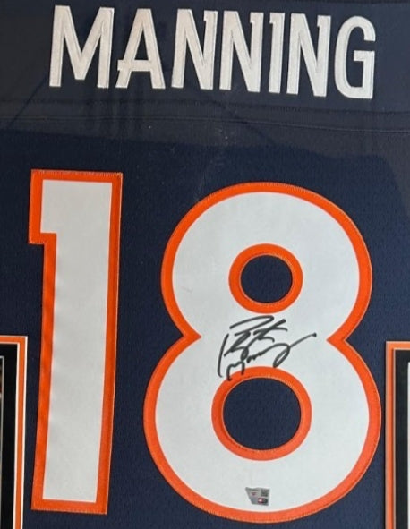 Peyton Manning Autographed Denver Broncos Mitchell & Ness Authentic Navy Jersey - Deluxe Framed with Fanatics COA - Latitude Sports Marketing