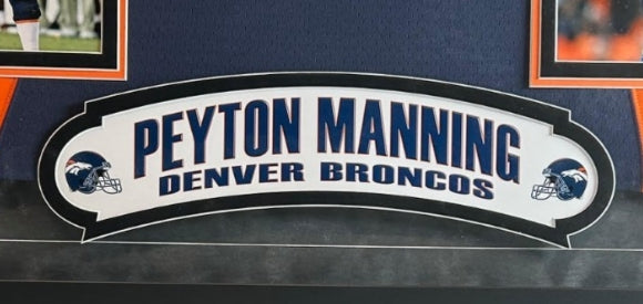 Peyton Manning Autographed Denver Broncos Mitchell & Ness Authentic Navy Jersey - Deluxe Framed with Fanatics COA - Latitude Sports Marketing