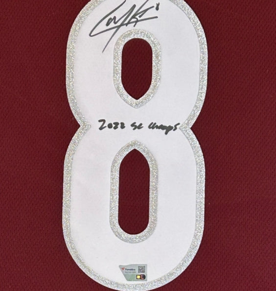 Cale Makar Autographed Inscribed 2022 SC Champs Colorado Avalanche Deluxe Framed Jersey Fanatics COA - Latitude Sports Marketing