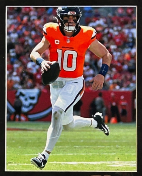 Bo Nix Autographed Nike Denver Broncos Orange Throwback Jersey Deluxe Framed BAS COA