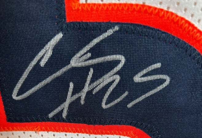 Chris Harris Jr. Autographed & Inscribed "SB 50 Champs" WHITE Jersey – BAS COA (XL)