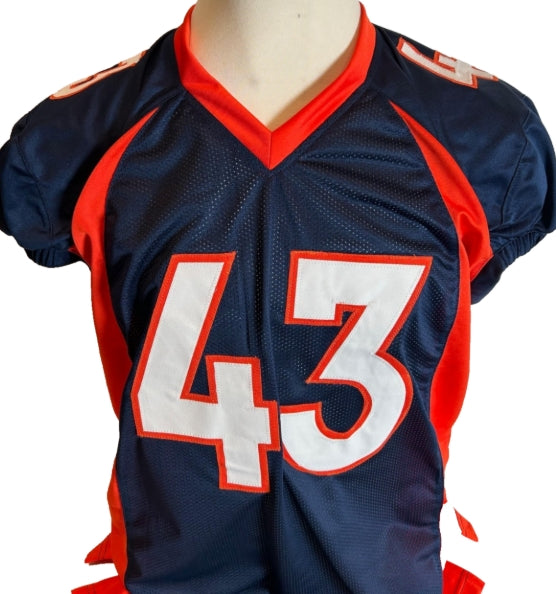 T.J. Ward Autographed/Inscribed "SB 50 Champs" Custom NAVY Jersey - BAS COA