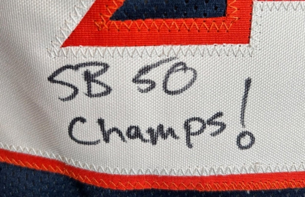 Aqib Talib Autographed & Inscribed "SB 50 Champs!" NAVY Custom Jersey – BAS COA (XL)