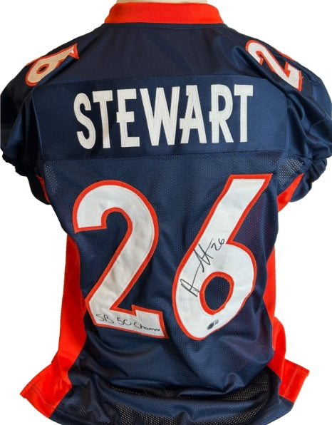 Darian Stewart Autographed/Inscribed "SB 50 Champs" Custom NAVY Jersey - BAS COA