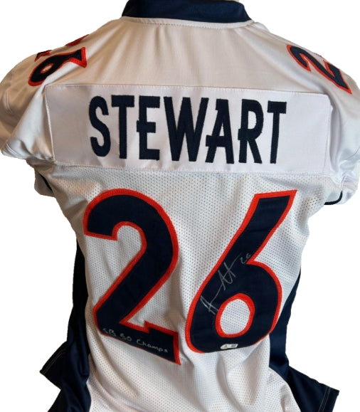 Darian Stewart Autographed/Inscribed "SB 50 Champs" Custom White Broncos Jersey - BAS COA