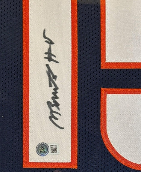 Nik Bonitto Autographed Custom Navy Broncos Jersey Deluxe Framed (34x40) BAS COA - Latitude Sports Marketing