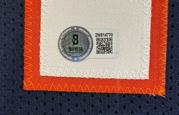 Nik Bonitto Autographed Custom Navy Broncos Jersey Deluxe Framed (34x40) BAS COA - Latitude Sports Marketing