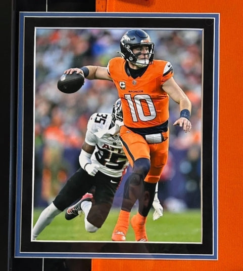 Bo Nix Autographed Nike Orange Broncos Jersey Deluxe Framed (34x30) BAS COA - Latitude Sports Marketing