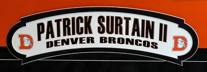 Patrick Surtain II Autographed Nike Broncos Throwback Jersey Deluxe Framed Display with BAS COA - Latitude Sports Marketing