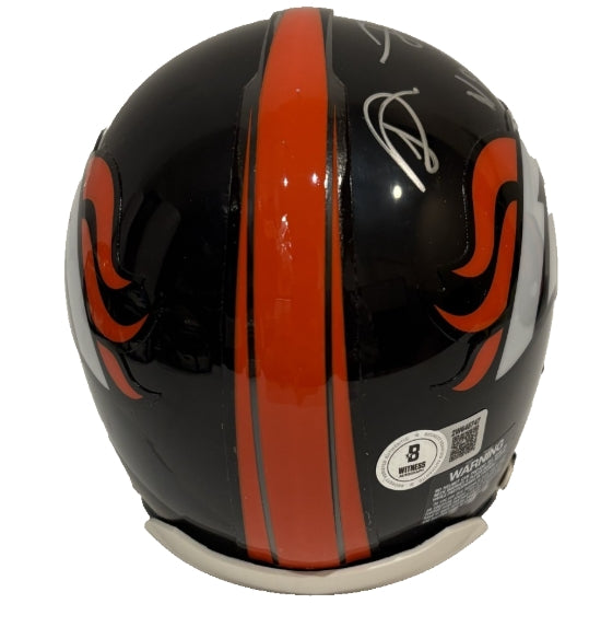 Shannon Sharpe Autographed Broncos Mini Helmet Inscribed "HOF 11" Beckett COA