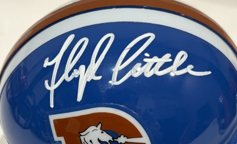 Floyd Little Autographed "D" Logo Denver Broncos Mini Helmet Leaf Authentics