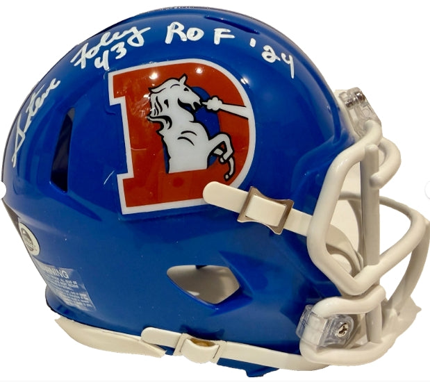 Steve Foley Autographed Denver Broncos 'D' Logo Mini Helmet - Inscribed 'ROF 24' - LSM COA