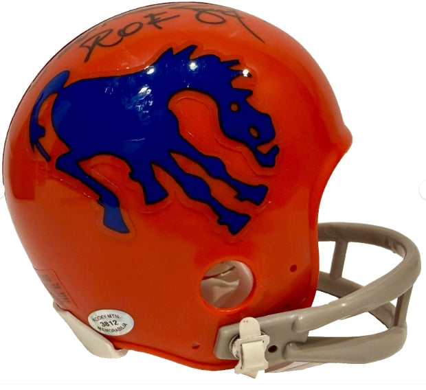 Lionel Taylor Autographed Denver Broncos Blue Horse Mini Helmet - Inscribed 'ROF '84' - Rocky Mountain COA