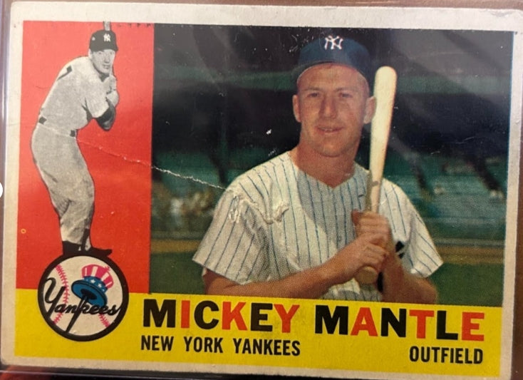 1960 Topps #350 Mickey Mantle – Ungraded (Crease, See Photos)