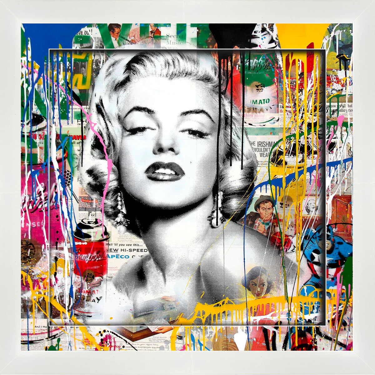 Marilyn Monroe Banksy Laser Engraved Signature Framed Artwork - Latitude Sports Marketing