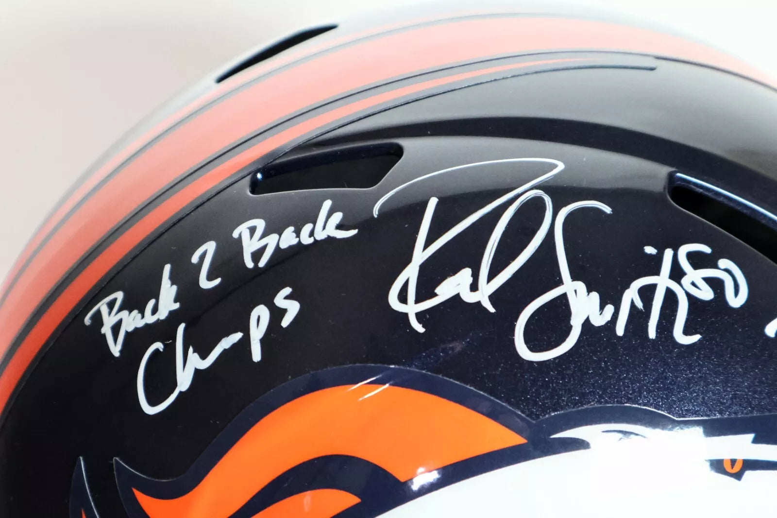 Ed McCaffrey & Rod Smith Signed Denver Broncos Helmet Inscribed "Back 2 Back"