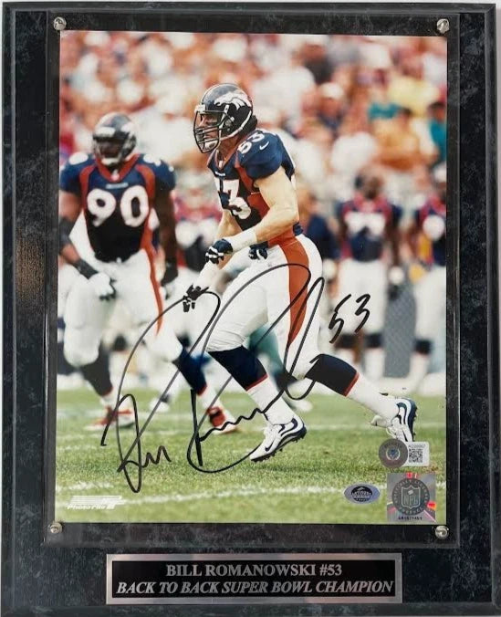 Bill Romanowski Autographed 8x10 Photo with Plaque Beckett COA
