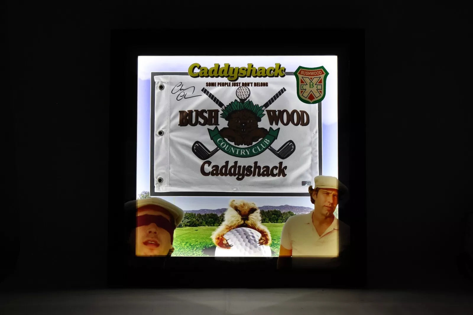 Chevy Chase Caddyshack Bushwood Golf Flag with Deluxe Lighted Frame - TRISTAR