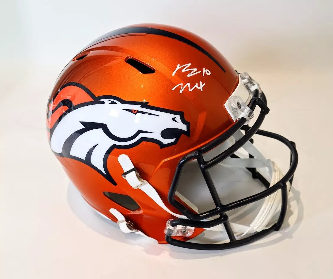 Bo Nix Autographed Denver Broncos Full Size Flash Replica Helmet BAS COA