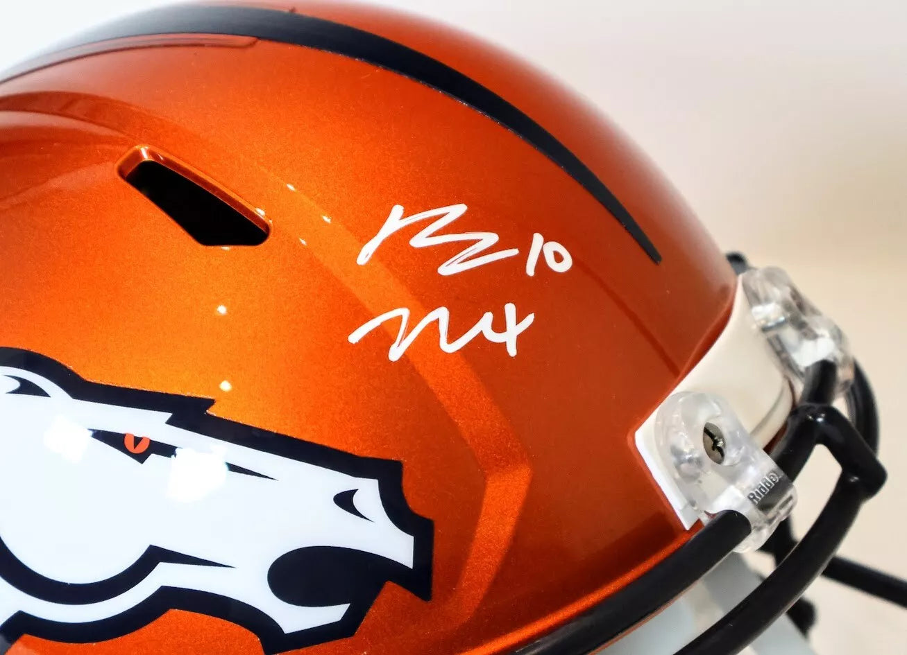 Bo Nix Autographed Denver Broncos Full Size Flash Replica Helmet BAS COA