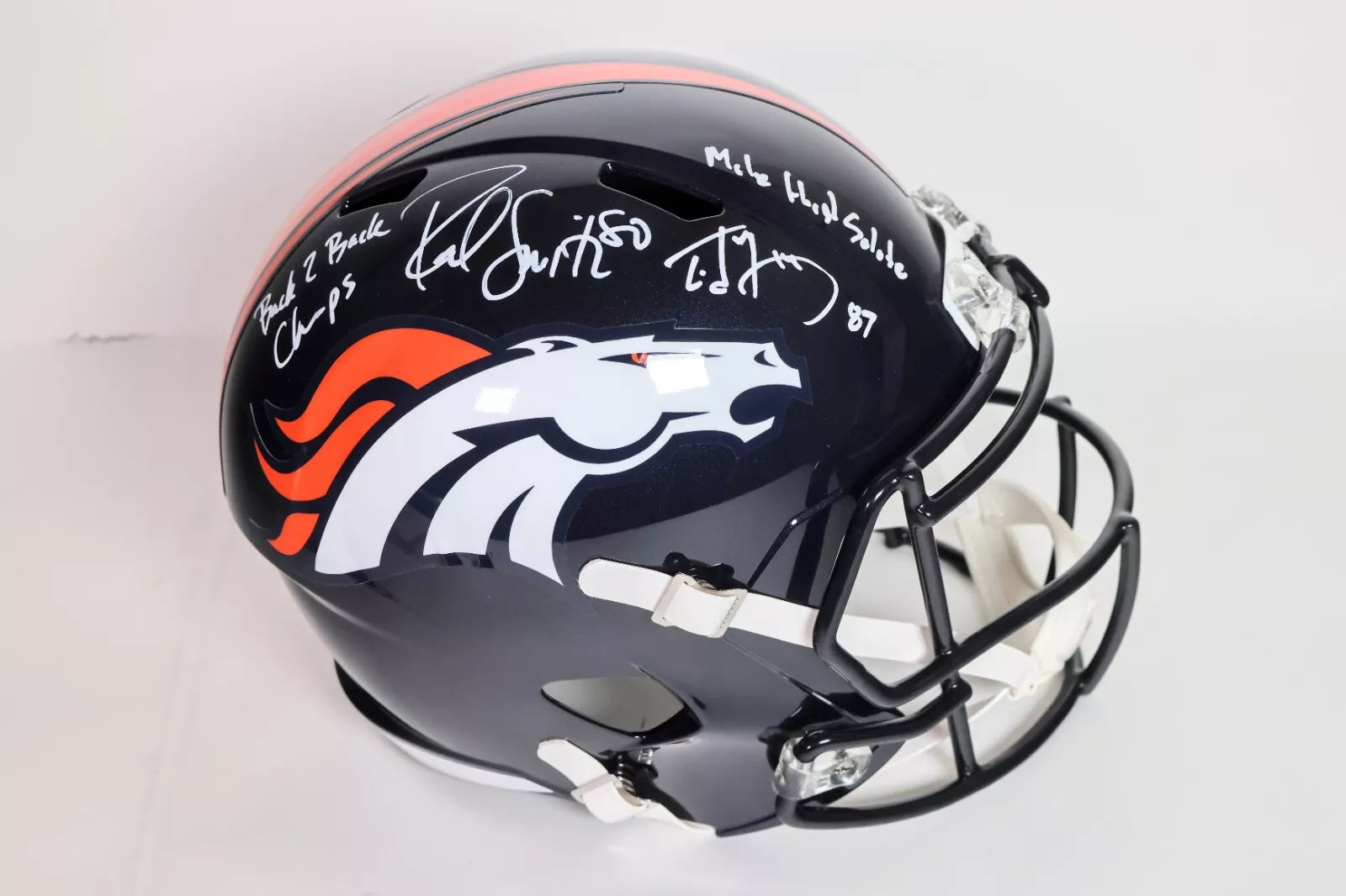Ed McCaffrey & Rod Smith Signed Denver Broncos Helmet Inscribed "Back 2 Back"