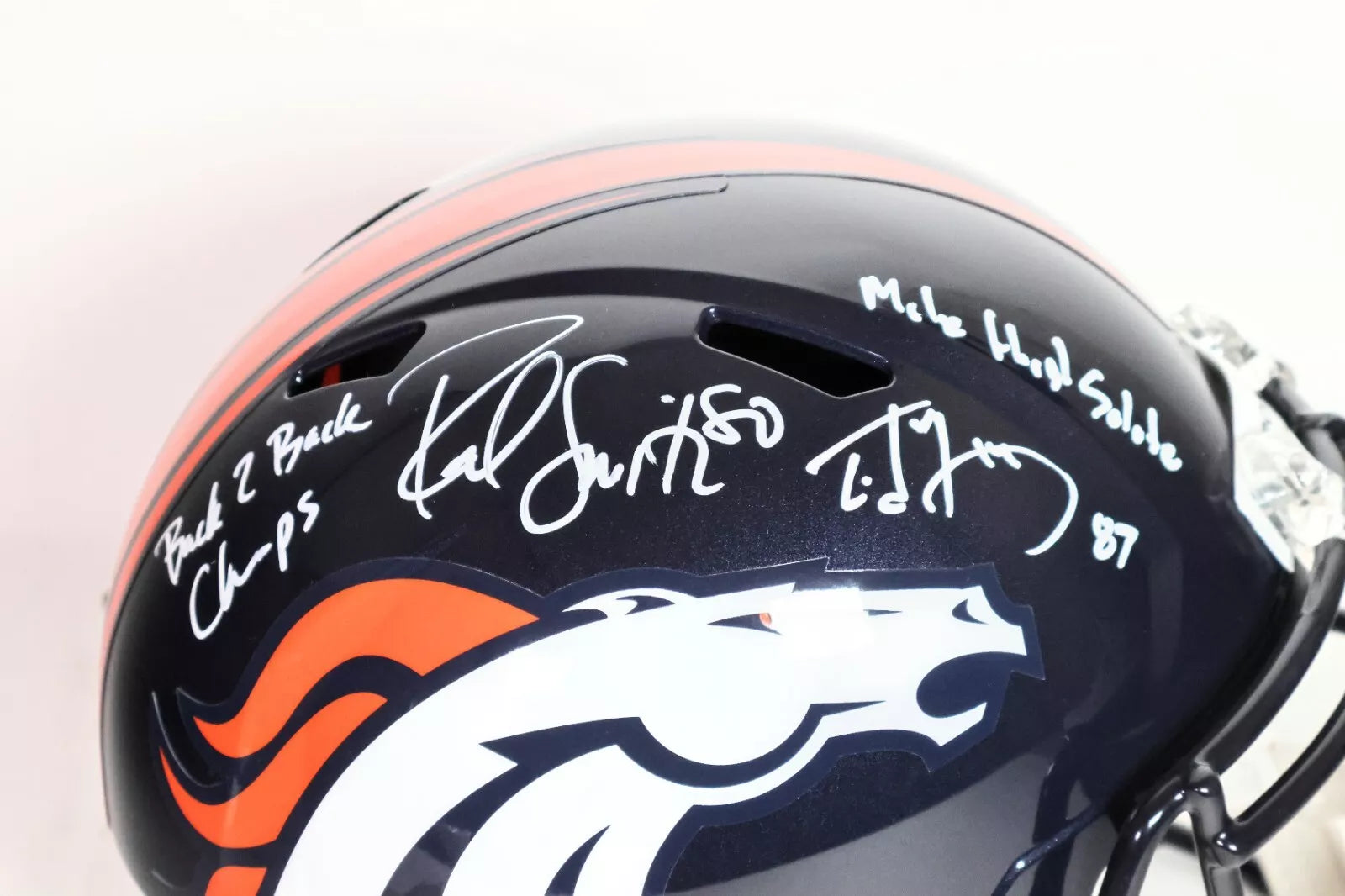Ed McCaffrey & Rod Smith Signed Denver Broncos Helmet Inscribed "Back 2 Back"