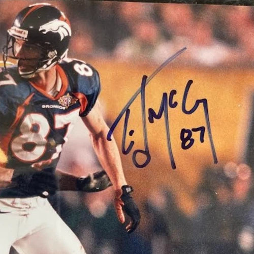 Ed McCaffrey Autographed 8x10 Landscape Photo with Plaque Beckett COA
